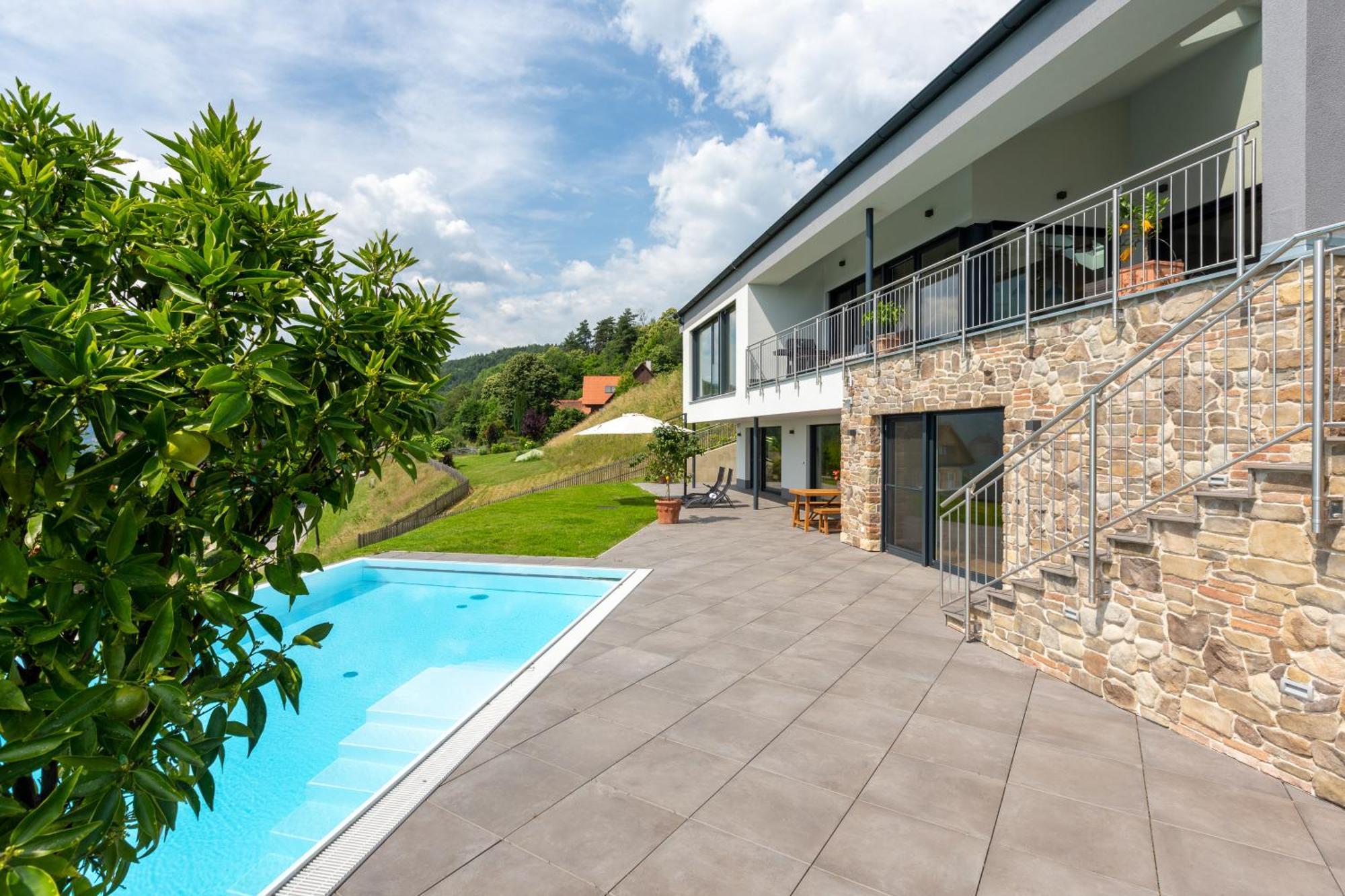 Greim15 --- Ganzes Ferienhaus Mit Fernsicht, Pool, Wellness ドイチュランツベルク エクステリア 写真